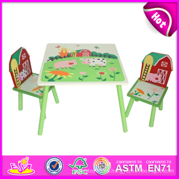 Precioso juego de mesa y silla de madera para niños, juego de mesa y silla de madera para niños, mesa de madera y silla W08g129